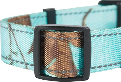 Browning Classic Preformance Webbing Pet Collar, Fully Adjustable, Available in Solid Colors and Camo Patterns, Realtree Xtra Seaglass, Medium