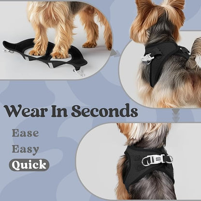 rabbitgoo Small Dog Harness, Step-in Soft Mesh Puppy Vest with Safety Buckle, Breathable Reflective Pet Harness for Small Sized Dogs, Black XS