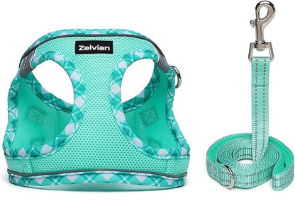 Zelvian Cat Harness and Leash Set for Walking, Escape Proof Adjustable Soft Mesh Kitten Harness with Reflective Strips, Breathable No-Choke Pet Vest for Medium Cats or Small Dogs(Green,M)