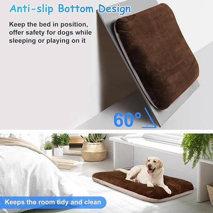 Magic Dog Super Soft Extra Large Dog Bed, 47 Inches Orthopedic Foam Dog Beds for XL Dogs, Jumbo Pet Bed with Anti Slip Bottom, Dog Sleeping Mattress with Removable and Washable Cover, Dark Brown