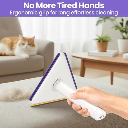 Multi-Use Pet Hair Removal Tool: DELOMO Handheld Fur Rake Scraper – Metal Side for Deep Cleaning on Carpets, Rugs & Car Mats, and Rubber Side for Gentle Cleaning on Couches – Ideal for Pet Homes
