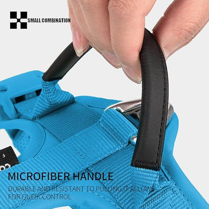 Adjustable Dog Harness with Handle, Padded Comfort,Small, Medium and Large Dogs (Blue, M)