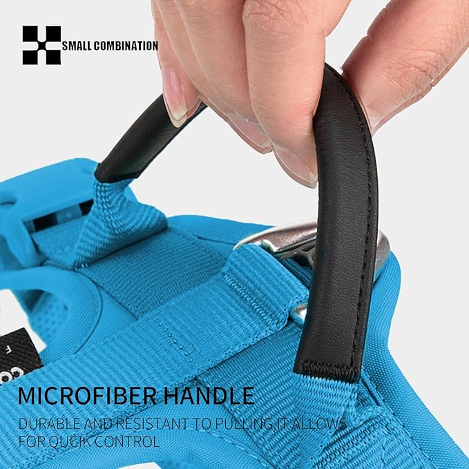 Adjustable Dog Harness with Handle, Padded Comfort,Small, Medium and Large Dogs (Blue, S)