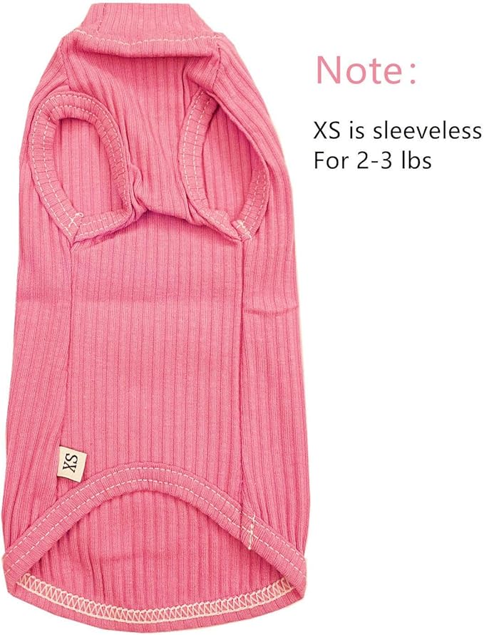 Sphynx Hairless Cats Shirt Cotton Cat Turtleneck Sweater Pullover Kitten T-Shirts with Sleeves Cat Pajamas Jumpsuit for Sphynx Cornish Rex, Devon Rex, Peterbald (X-Small (Pack of 1), Rosey Pink)