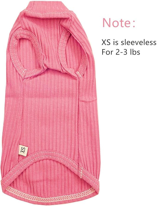 Sphynx Hairless Cats Shirt Cotton Cat Turtleneck Sweater Pullover Kitten T-Shirts with Sleeves Cat Pajamas Jumpsuit for Sphynx Cornish Rex, Devon Rex, Peterbald (X-Small (Pack of 1), Rosey Pink)