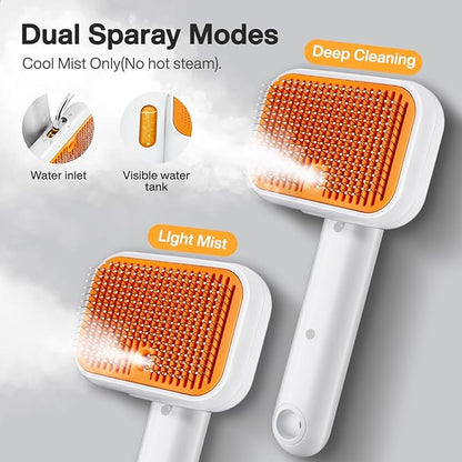 Dog & Cat Deshedding Brush: 3-in-1 Adjustable Spray & Cold Mist Grooming Tool for Detangling, Bathing & Deshedding - Anti-Static, Self-Cleaning, Softens Coat for Long/Short Haired & Water-Averse Pets