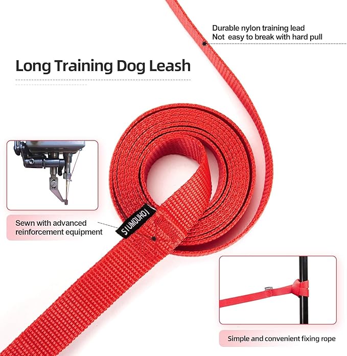 Dog/Puppy Obedience Recall Training Agility Lead - 15ft 20ft 30ft 40ft 50ft Training Leash - Great for Play, Camping, or Backyard (Brown, 15 Feet)