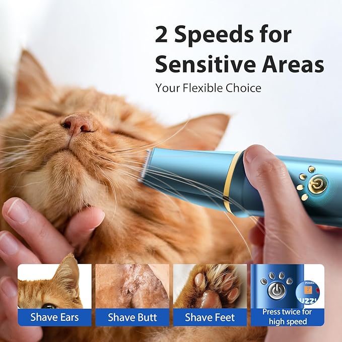 FuzzyFix Dog Grooming Kit, Dog Clippers for Grooming for Thick Curly Coats, Professional Pet Hair Shaver Paw Trimmer Cordless Rechargeable Low Noise for Dogs Cats Animals Face Ear