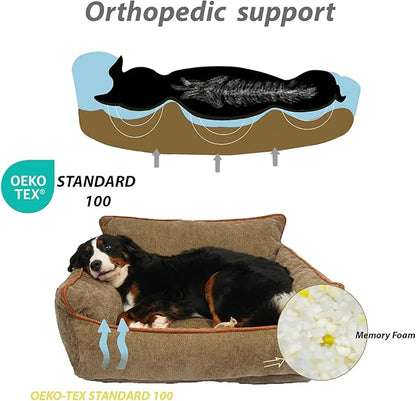 RAFASAFA Small Dog Bed, Washable Pet Bed with Removable Cover, with Sides, Carry Handle & Side Pockets .Plush Chenille Orthopedic Pet Bed Couch for Small Breed Dogs & Cats .Calming