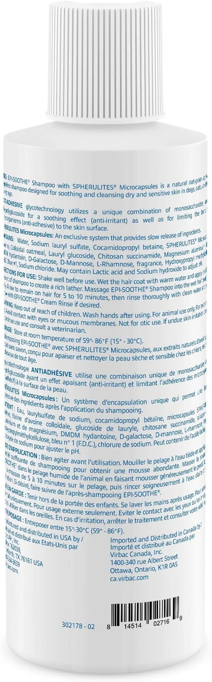 Virbac Epi-Soothe Pet Shampoo For Dogs, Cats & Horses (16 oz) - For Dry or Sensitive Skin