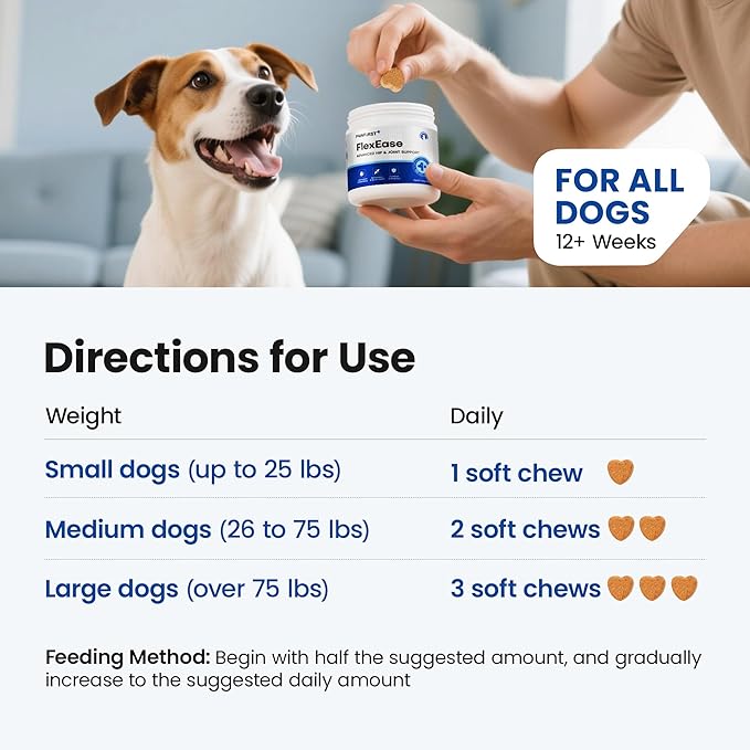 Glucosamine for Dogs Hip and Joint Supplement Soft Chews, Chondroitin Joint Supplement with MSM, Green-lipped Mussels for Small Medium & Large Dogs -100 Ct