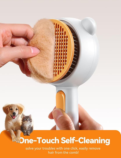 Pet Steam Brush for Dogs & Cats , Brushes for Indoor Cats with Release Button, Dual Speed Spray USB Rechargeable Grooming Supplies, Dog Brush for Shedding Suitable for All Long- and Short-haired Pets