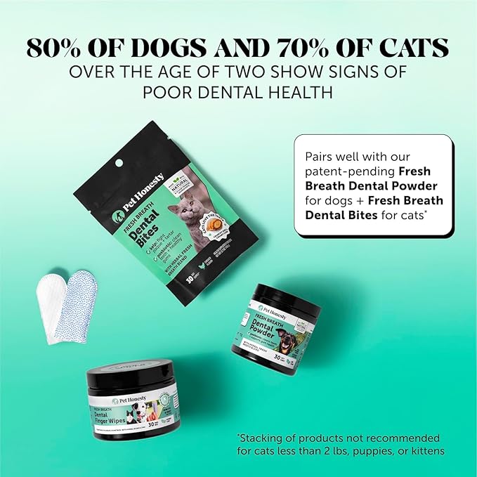 Dog Dental Finger Wipes for Teeth Cleaning Plaque Off - Dental Care for Dogs & Cats, Stain & Tartar Remover for Teeth, Finger Toothbrush Wipes, Gum Care with Zinc, Green Tea, + Postbiotics - 30 ct