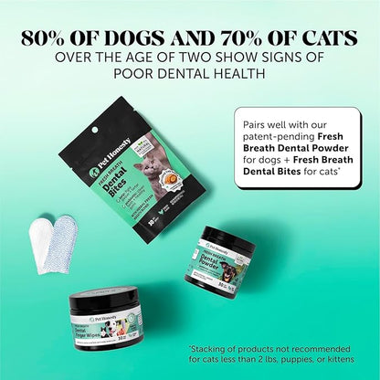 Dog Dental Finger Wipes for Teeth Cleaning Plaque Off - Dental Care for Dogs & Cats, Stain & Tartar Remover for Teeth, Finger Toothbrush Wipes, Gum Care with Zinc, Green Tea, + Postbiotics - 30 ct