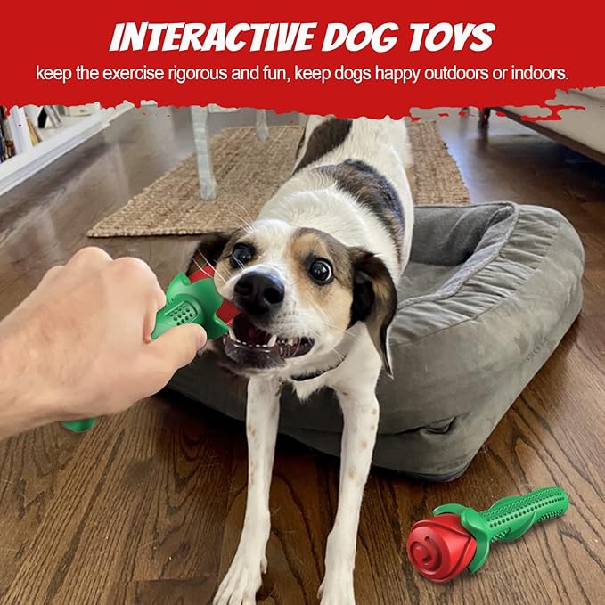 ucho Dog Toys for Aggressive Chewers, Rose Dog Toy for Small Medium Dogs, Interactive Chew Toys for Training and Cleaning Teeth