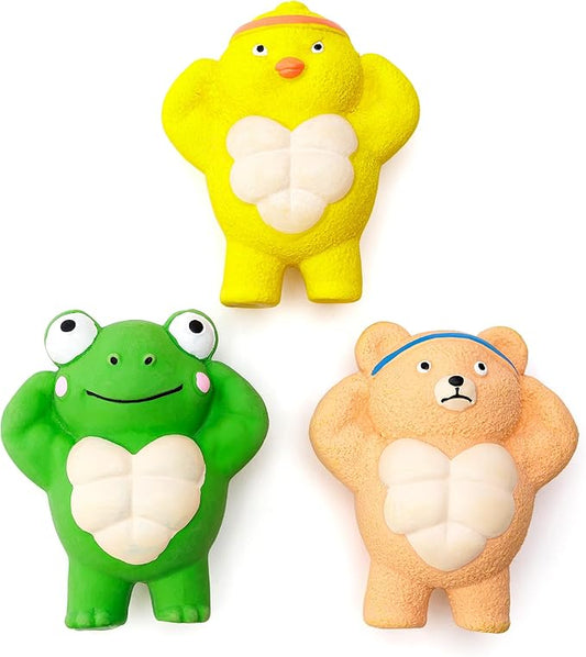 Pawdoer 3 Pack Squeaky Dog Toys for Medium Dogs, Soft Latex Chicken Squeaky Dog Ball, Cute Funny Squeak Different Animals Frog Bear Chicken Pet Toys