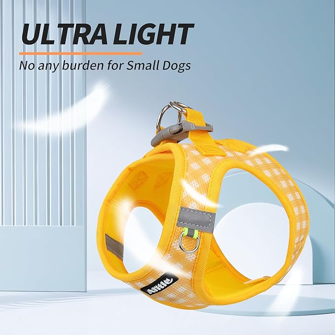 AIITLE Easy Walk Dog Vest Harness and Leash Set, Pet Supply No Pull, Breathable Mesh, Reflective Stripes, Adjustable Escape Proof Pet Outdoor Harnesses for Medium Dogs Yellow L