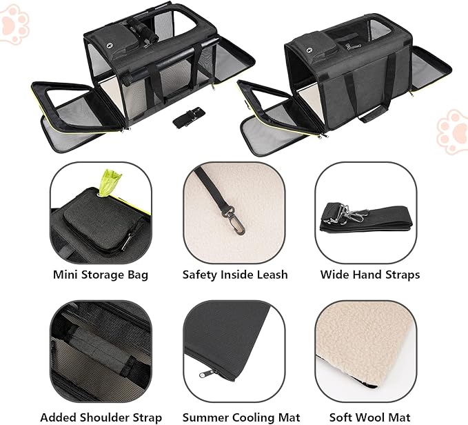 GAPZER Cat Carriers for Large Cats 20 lbs+ Soft Pet Carrier for Small Dog/Durable 2 Kitty Travel Bag/Medium Big Cats Puppy 15 Pounds/Softside Cat Carrier Large