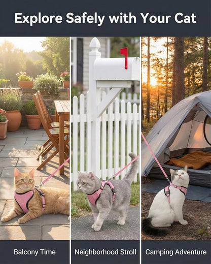 Luxelle 2 Pack Escape-Proof Cat Harness and Leash Set for Walking – Adjustable No Pull Soft Vest with Easy-Wear Buckle, Reflective Straps, Breathable Mesh – Outdoor Travel Harness for Cats & Kittens
