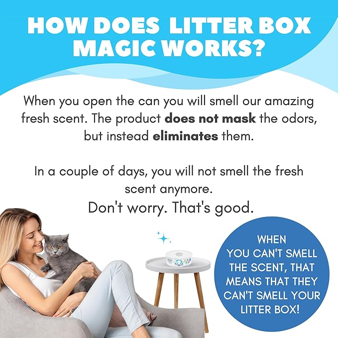 Litter Box Magic Cat Litter Deodorizer Jar (Fresh Scent, 16 Oz, Pack of 2) - Cat Litter Odor Absorber Gel In A Jar - Litter Box Pet Air Freshener - Litter Odor Eliminator to Freshen Air