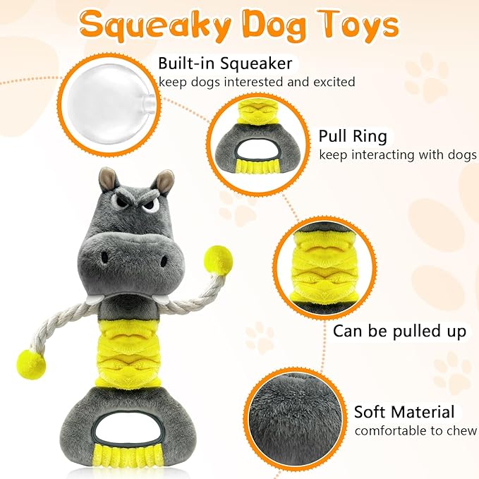 Fuufome Large Squeaky Plush Dog Toys for Small, Medium, and Large Dogs Daily Companionship, Training, Tug of War Puppy Toys to Keep Them Busy