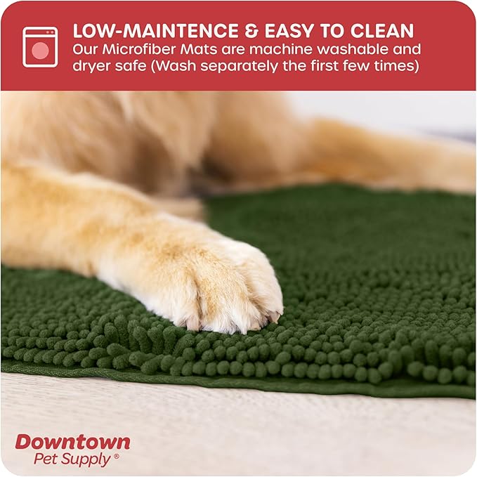 My Doggy Place Dog Mud Mat, 31" x 20" Chive – Thick Microfiber Entry Rug for Snow, Mud & Salt – Absorbent, Quick-Dry, Washer-Safe & Non-Slip, Medium