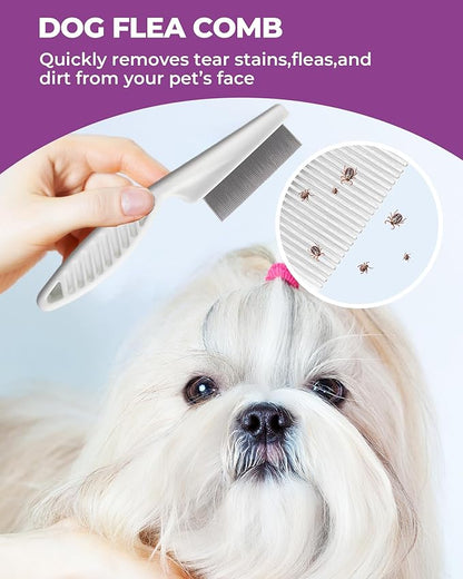 KUEIOX Dog Brush for Shedding Grooming,6 Pack Long-Pin Brush Set for Long Haired Dog Cat Goldendoodles Poodles Doodles Purple
