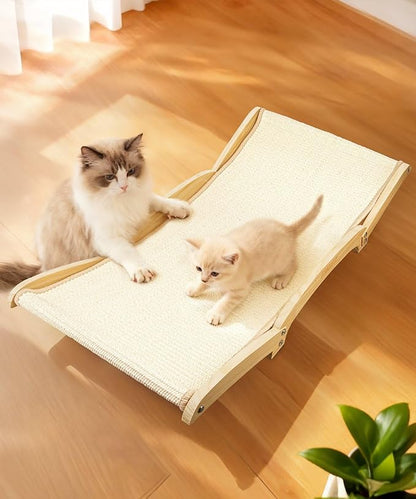 Famifit Large Sisal Cat Scratcher Bed with Solid Wood Base, Durable Scratch & Rest 2-in-1, Extra-Wide 28” Anti-Slip Cat Scratch Pad for Indoor Cats