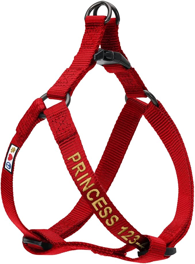 Pawtitas Personalized Dog & Puppy Harness Medium Red Custom ID Tag Adjustable No Pull Vest