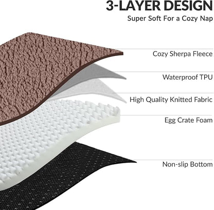 Patas Lague Orthopedic XL Dog Bed Large Sized Dog 48''X30'', Waterproof L Bolster Big Large Pet Sofa Beds with Removable Washable Cover, Soft Comfortable Pet Couch Crate Mat with Nonskid Bottom, Brown