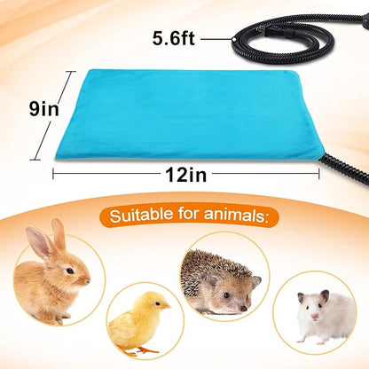 ANPHSIN Pet Heating Pad for Small Cat Dog - 9" x 12" Automatic Temperature Heated Pad with Anti Chew Cord, Warmer Mat for Chicks Bunny Rabbits