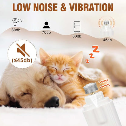 2-in-1 Dog Nail Grinder &Dog Nail Clippers with Light，Cat Nail Clippers ，Ultra-Quiet, USB Rechargeable, Multiple Grinding Methods, and Splash Guard for Large Medium Small Dogs Cats Pets(Pink)