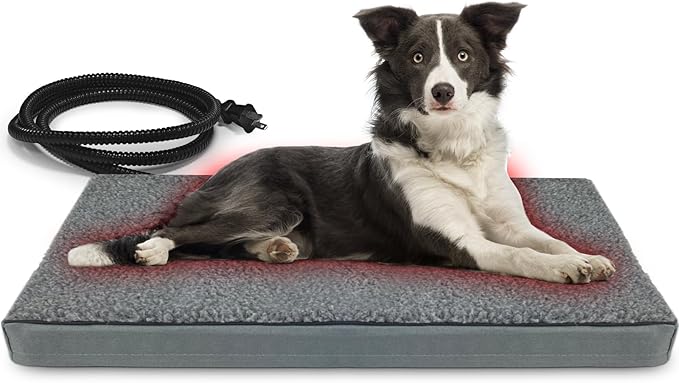 AUPETEK Heated Pet Beds for Indoor/Outdoor Cat & Dog Orthopedic Foam Warming Cat Beds Auto Temperature Control, Washable Cover with Waterproof Liner Thermo Kitty Electric Heating Bed