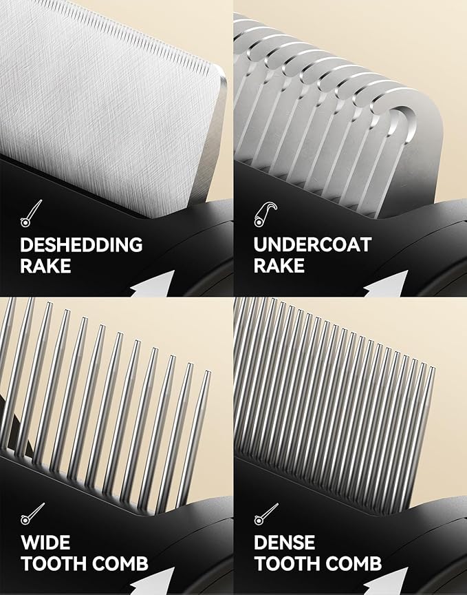 WOWOOF PET 4-in-1 Cat Brush for Shedding, Undercoat Dog Grooming Rake for Deshedding Dematting, Hair Removal Comb Brush for Long & Short Haired Indoor Pets