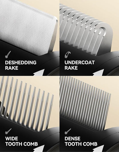 WOWOOF PET 4-in-1 Cat Brush for Shedding, Undercoat Dog Grooming Rake for Deshedding Dematting, Hair Removal Comb Brush for Long & Short Haired Indoor Pets