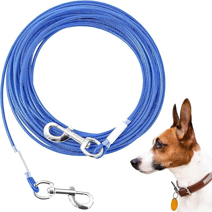 Tie Out Cable for Dogs,20FT Dog Leads,Heavy Duty Tie Out Cable for Large Dogs Up to 125lbs,Durable Dog Runner Tether Line for Outdoor,Yard