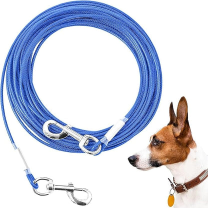 Tie Out Cable for Dogs,20FT Dog Leads,Heavy Duty Tie Out Cable for Large Dogs Up to 125lbs,Durable Dog Runner Tether Line for Outdoor,Yard