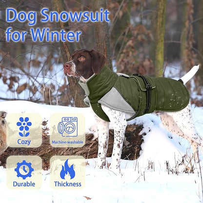 MIGOHI Warm Dog Jacket - Waterproof Small Dog Coat with Furry Collar, Windproof Dogs Fleece Vest, Reflective Cold Weather Coats for Small Dogs, Adjustable Buckle, Poodle,S,ArmyGreen
