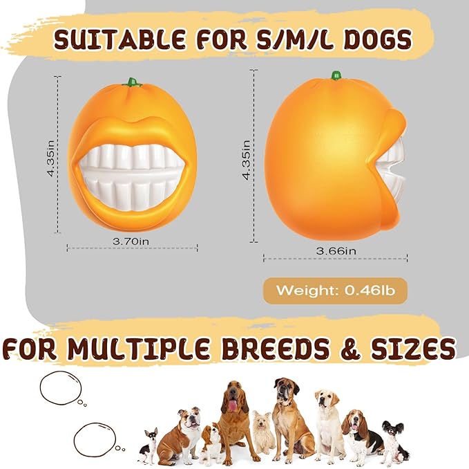 Indestructible Dog Squeaky Ball - Tough Chew Toy for Aggressive Chewers, Medium/Large Dogs Fetch Toy for Indoor, Outdoor & Water Play - Orange