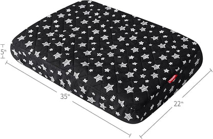 Waterproof Dog Bed Covers Replacement Washable Pet Hair Easy to Remove, Noiseless Quilted Puppy Pet Bed Cover Lovely Black Star Print 22x35 Inches, for Dog/Cat, Cover Only
