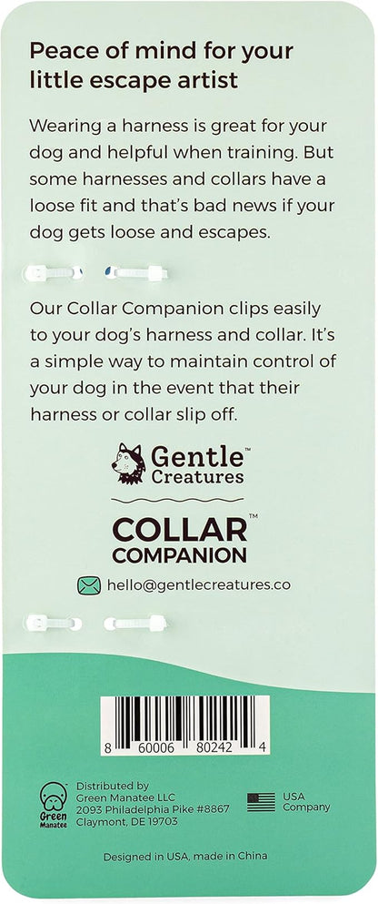 Gentle Creatures Collar Companion - Reinforced, Waterproof Poly Backup Clip for Dog Harness, Prong, Pinch Collars, Gentle Lead - Double Ended Swivel Clips - Harness to Collar Safety Clip, Clasp