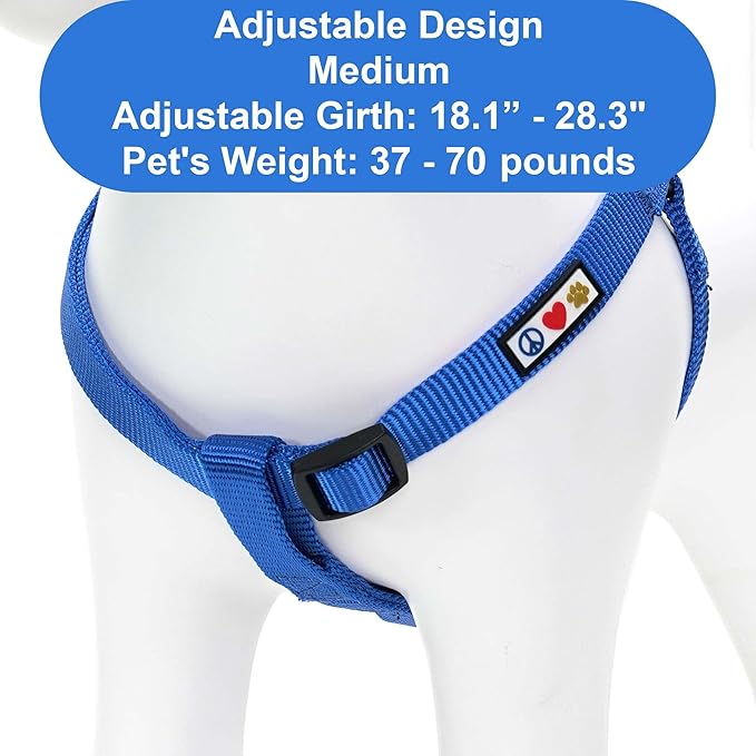 Pawtitas Solid Step-in Dog Harness – Adjustable No-Pull Vest for Puppies to Seniors, Safe & Comfortable M Blue