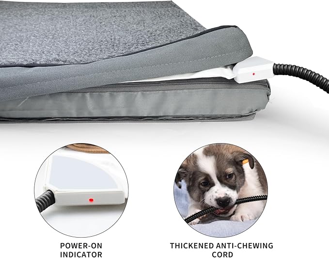 AUPETEK Heated Pet Beds for Indoor/Outdoor Cat & Dog Orthopedic Foam Warming Cat Beds Auto Temperature Control, Washable Cover with Waterproof Liner Thermo Kitty Electric Heating Bed