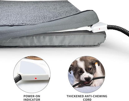 AUPETEK Heated Pet Beds for Indoor/Outdoor Cat & Dog Orthopedic Foam Warming Cat Beds Auto Temperature Control, Washable Cover with Waterproof Liner Thermo Kitty Electric Heating Bed