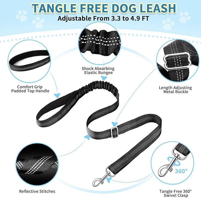 SlowTon No Pull Small Dog Harness and Leash Set, Puppy Soft Vest Harness Neck & Chest Adjustable, Reflective Lightweight Harness & Anti-Twist Pet Lead Combo for Small Medium Dogs(B,L)