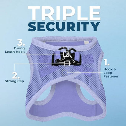 Best Pet Supplies Voyager Step-in Air Harness - All Weather Mesh, Reflective, No Pull Harness for Dogs, Cats - Secure with Hook & Loop Fastener, Buckle, Double D-Rings - Lavender, L