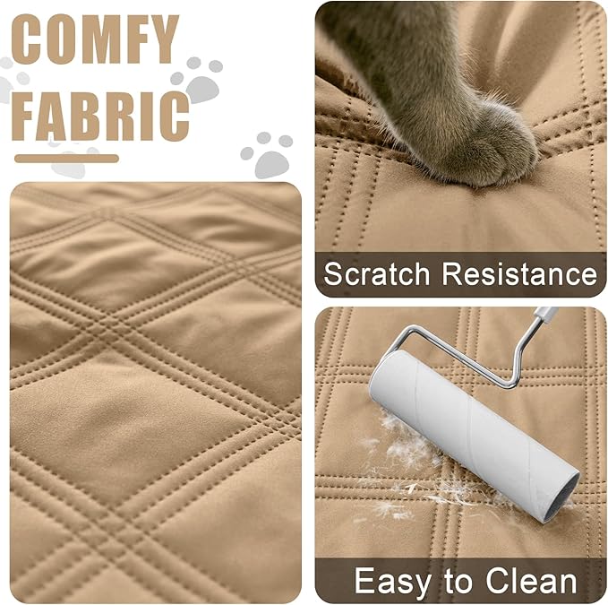 Smiry Waterproof Dog Bed Cover Blanket 30x53, Soft Reversible Pet Blanket, Washable Leakproof Cats Dogs Couch Cover for Sofa, Couch, Furniture, Lattice, Camel/Camel
