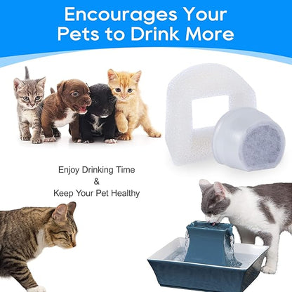 MyfatBOSS 12+12 Pack Cat Water Fountain Filter, Pre-Sponge & Replacement Carbon Filters Compatible with Petsafe for Drinkwell Fountain Avalon Pagoda Seascape Pet Fountains