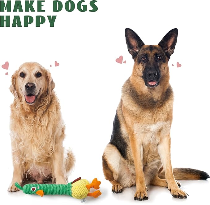 Nocciola 2 in 1 Duck Dog Toy with a Large Rubber Squeaker - Tough Durable Stuffed Squeaky Crinkle Chew Toys for Aggressive Chewers, Medium and Large Breeds