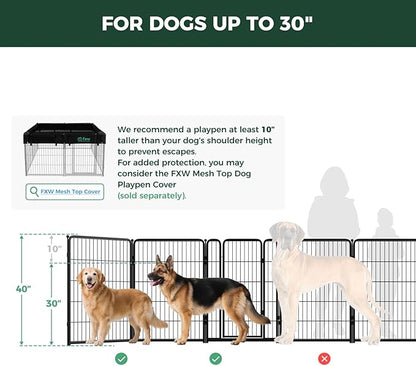 FXW Homeplus Unleashed Indoor Dog Playpen - Stress-Free and Safe Play, Heavy Duty 40 Inch 16 Panels Dog Pen for Medium and Large Dogs, Black│Patented
